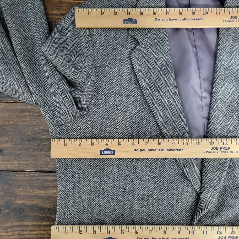 Joe Namath Men's‎ Tweed Sport Coat Blazer Two Button Gray Herringbone Wool 46L